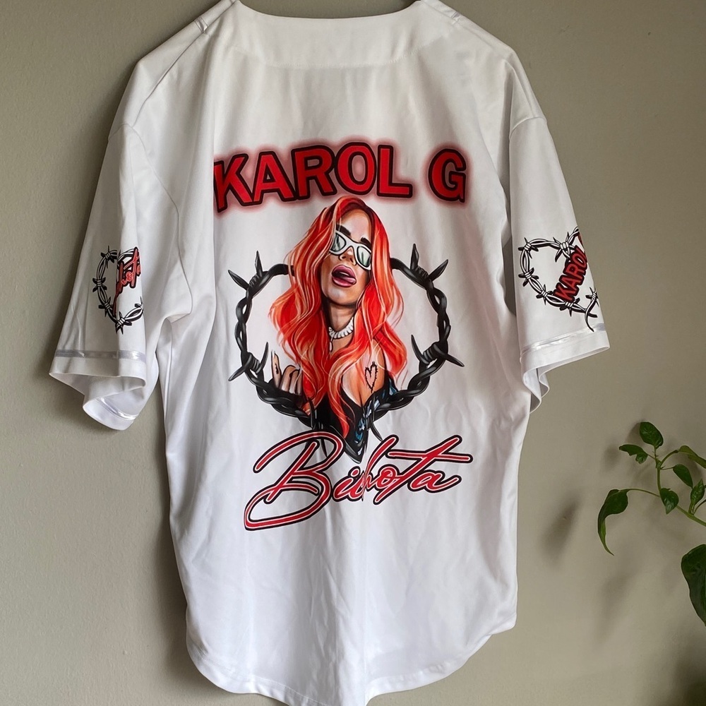White Graphic Button-Up Jersey - Picture 10 of 13